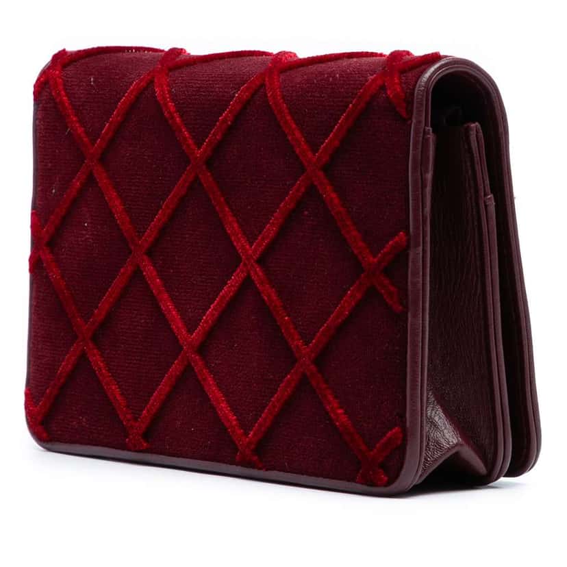 Chanel CC Quilted Velvet Wallet on Chain Red Velvet Good condition - Back View