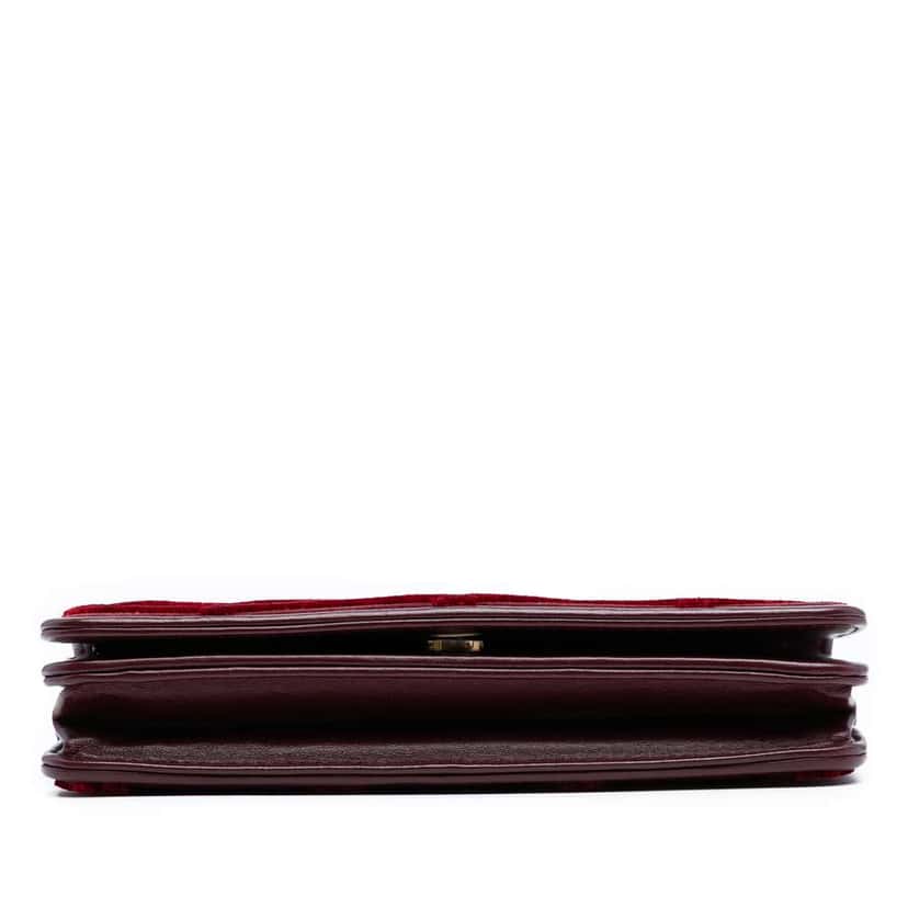 Chanel CC Quilted Velvet Wallet on Chain Red Velvet Good condition - Inside View
