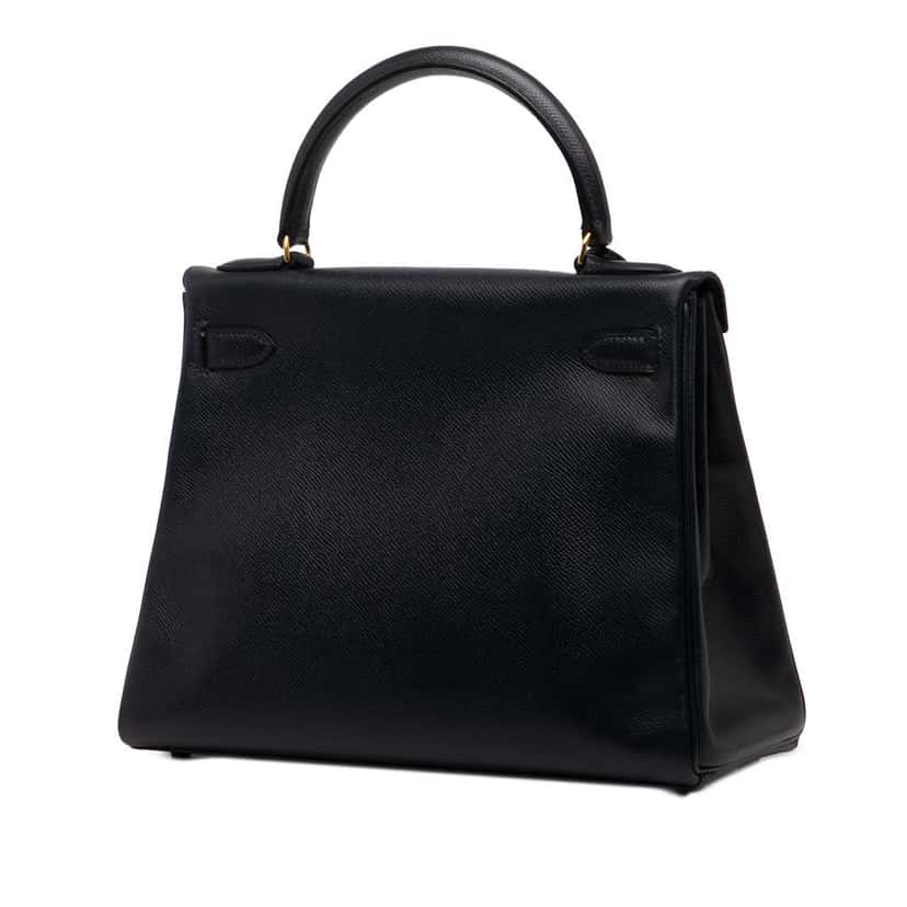 Hermès Courchevel Kelly Retourne 28 Black Leather Good condition - Back View