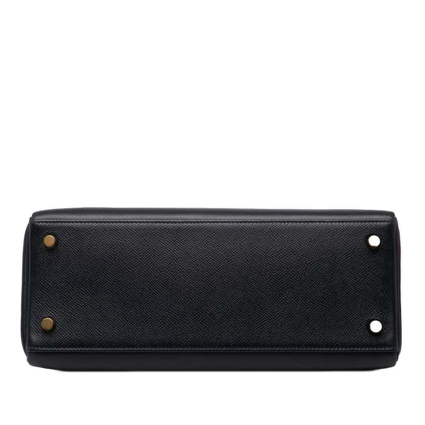 Hermès Courchevel Kelly Retourne 28 Black Leather Good condition - Inside View