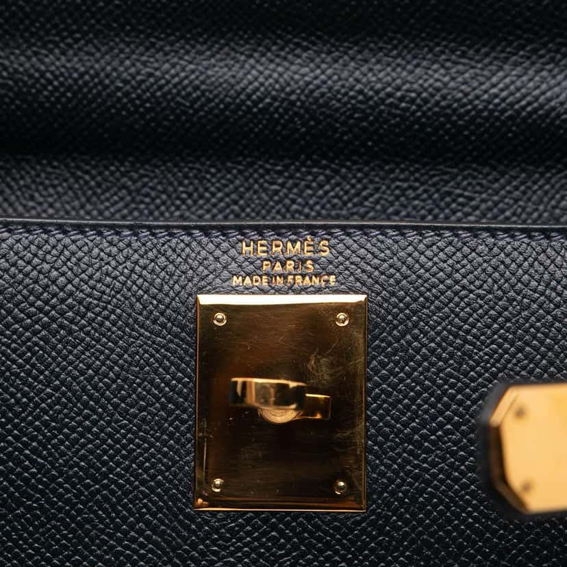 Hermès Courchevel Kelly Retourne 28 Black Leather Good condition - Box View