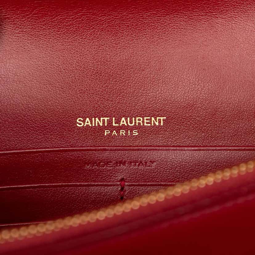 Saint Laurent Calfskin Heart Studded Classic Monogram Kate Tassel Wallet on Chain Red Leather Good condition - Box View
