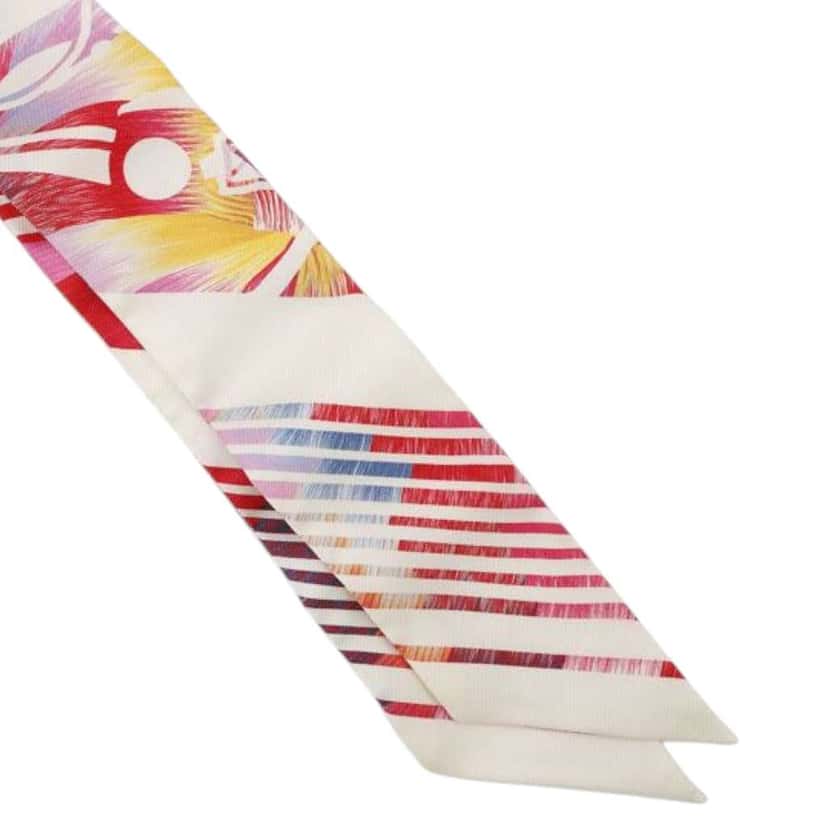 Hermès Ex Libris Marble Silk Twilly Scarf White Silk Good condition - Inside View