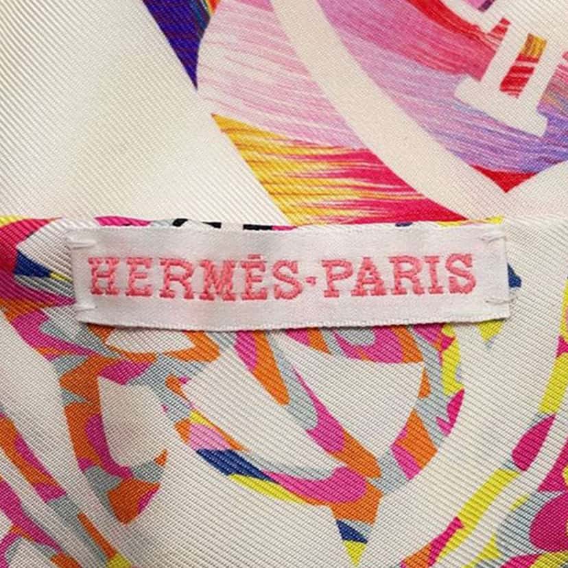 Hermès Ex Libris Marble Silk Twilly Scarf White Silk Good condition - Box View