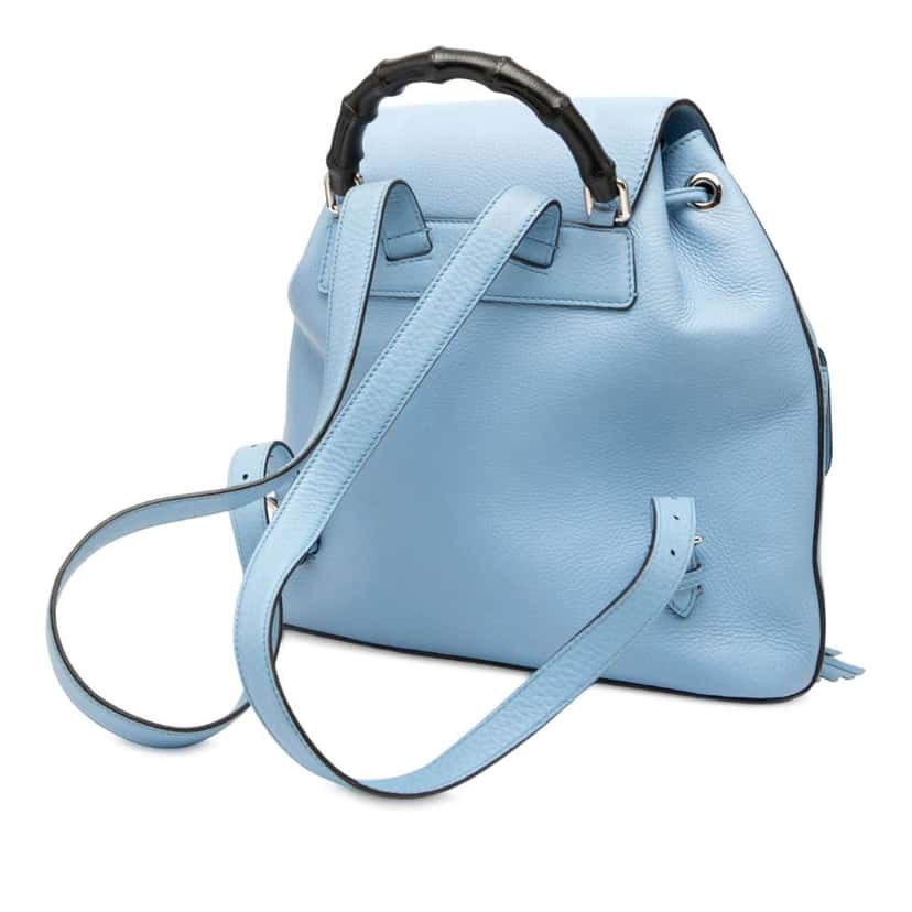Gucci Leather Bamboo Tassel Backpack Blue Leather Good condition - Back View