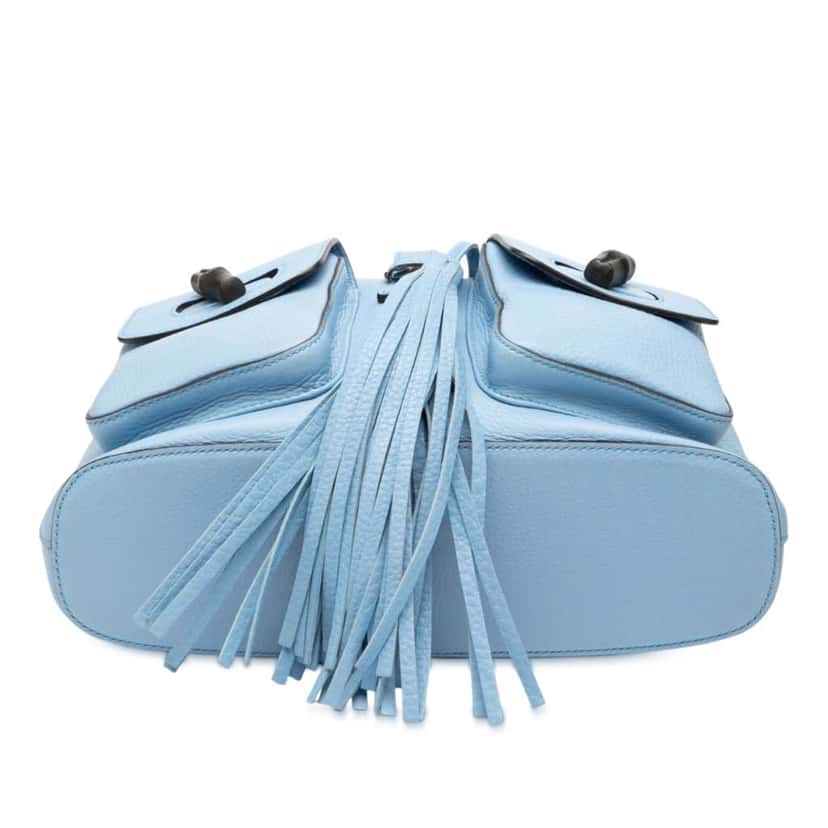 Gucci Leather Bamboo Tassel Backpack Blue Leather Good condition - Inside View