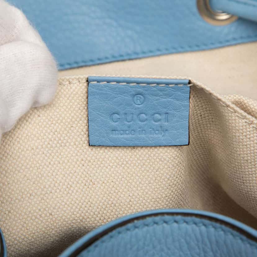 Gucci Leather Bamboo Tassel Backpack Blue Leather Good condition - Box View