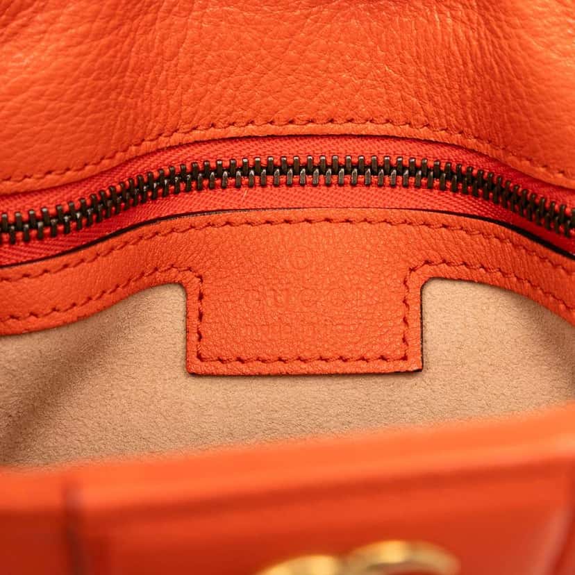 Gucci Small Leather Bamboo Diana Satchel Orange Leather Good condition - Box View