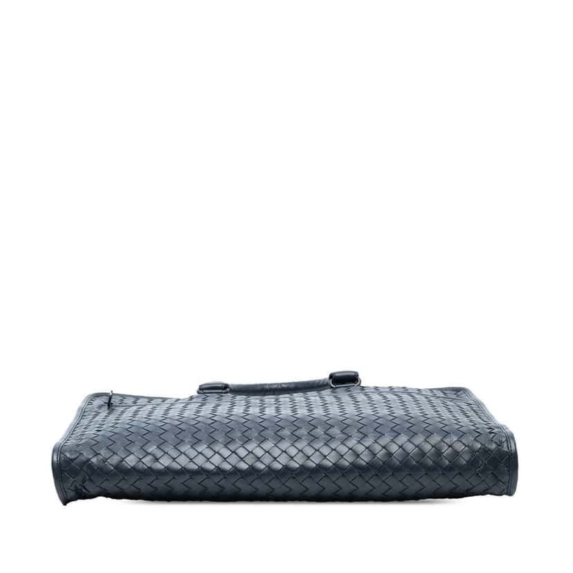 Bottega Veneta Nappa Intrecciato Business Bag Blue Leather Good condition - Inside View
