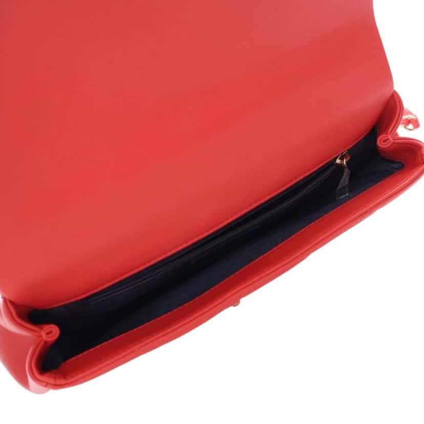 Chanel Small Lambskin Elegant Chain Single Flap Red Leather Good condition - Box View