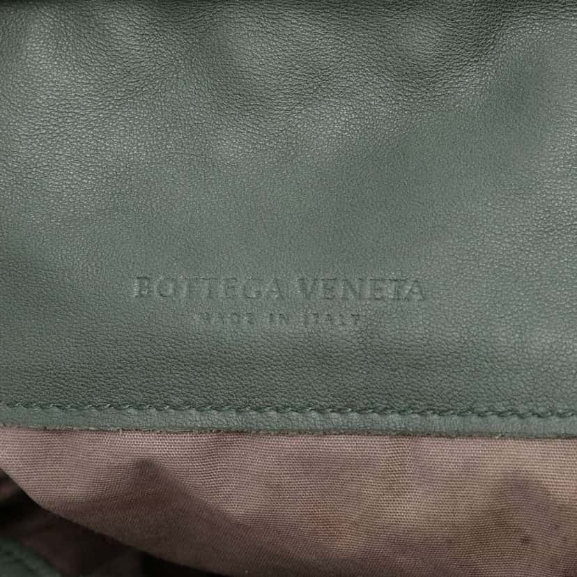 Bottega Veneta Nappa Intrecciato Stripes Messenger Bag Green Leather Good condition - Box View