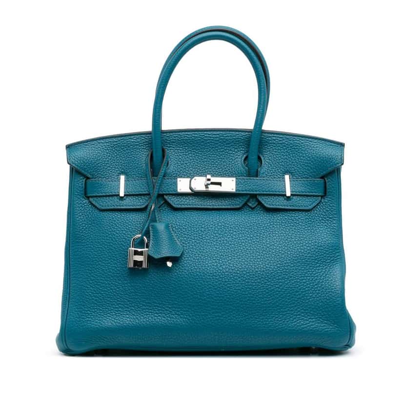 Hermès Togo Birkin Retourne 30 Blue Leather Good condition - Front View