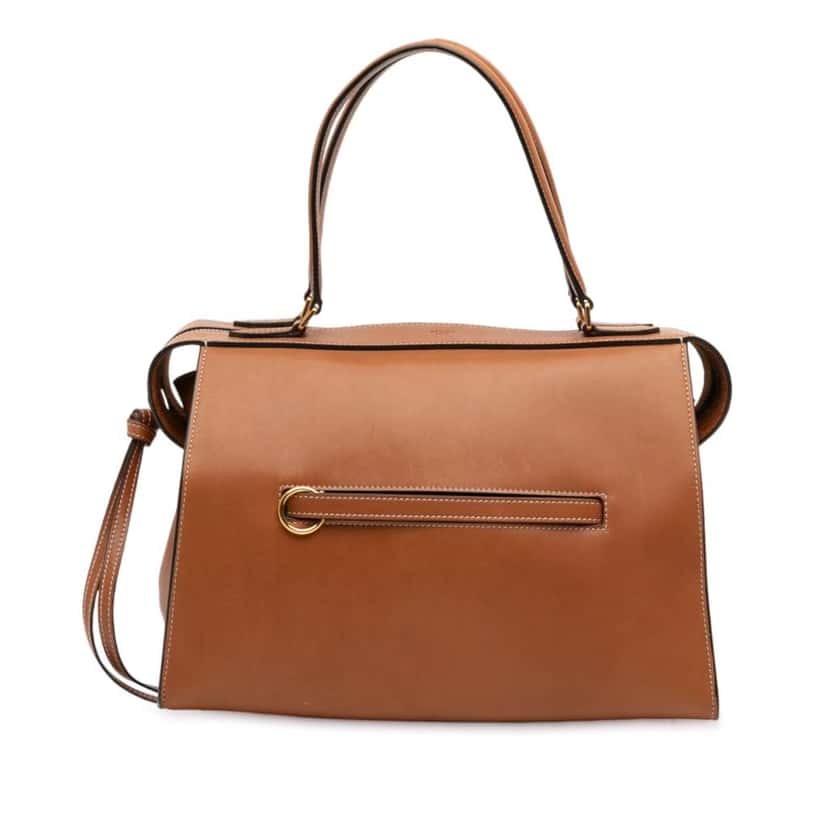 Celine Small Smooth Calfskin Ring Handbag Brown Leather Good condition - Front View