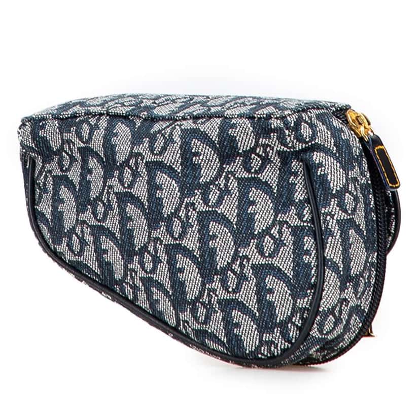 Dior Diorissimo Canvas Saddle Pouch Blue Canvas Good condition - Back View