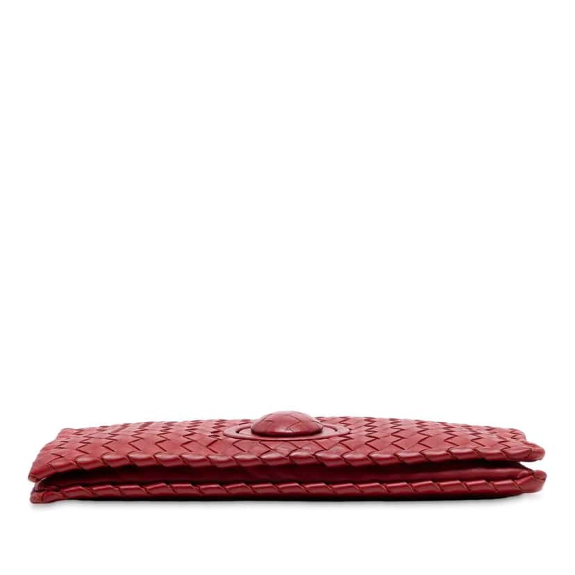 Bottega Veneta Nappa Intrecciato Turn Lock Clutch Red Leather Good condition - Inside View
