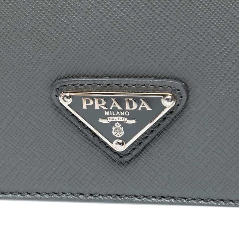 Prada Saffiano Flat Briefcase Grey Leather Good condition - Box View