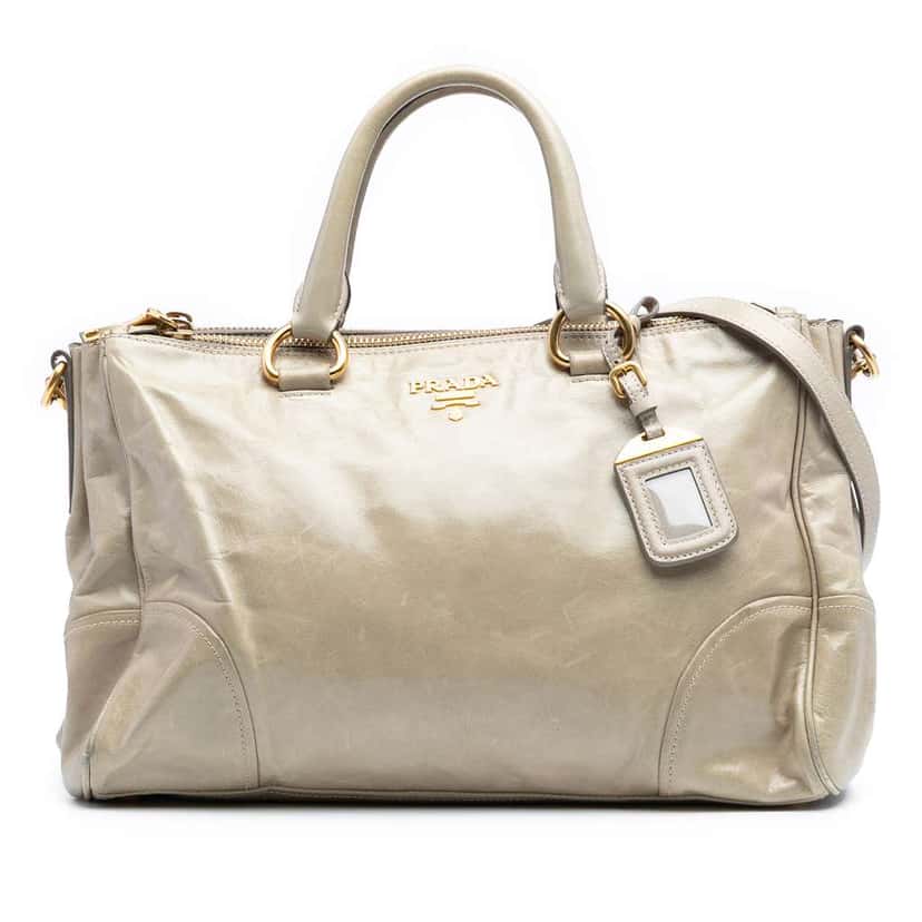 Prada Vitello Shine Satchel Brown Leather Good condition - Front View
