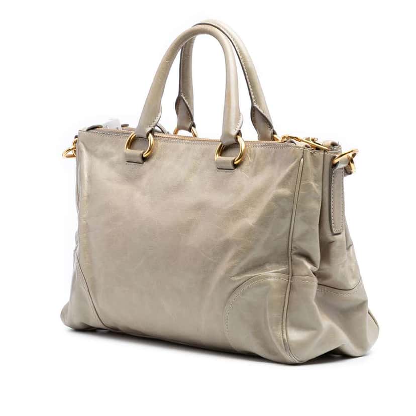 Prada Vitello Shine Satchel Brown Leather Good condition - Back View