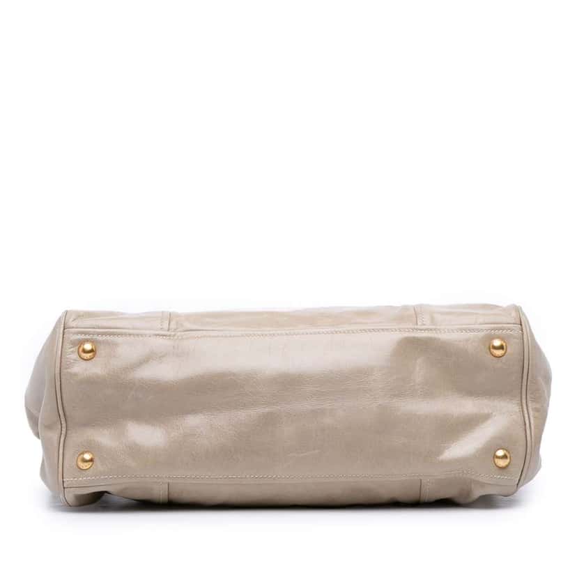 Prada Vitello Shine Satchel Brown Leather Good condition - Inside View