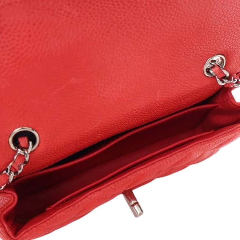 Chanel Extra Mini Rectangular Classic Caviar Single Flap Red Leather Good condition - Box View