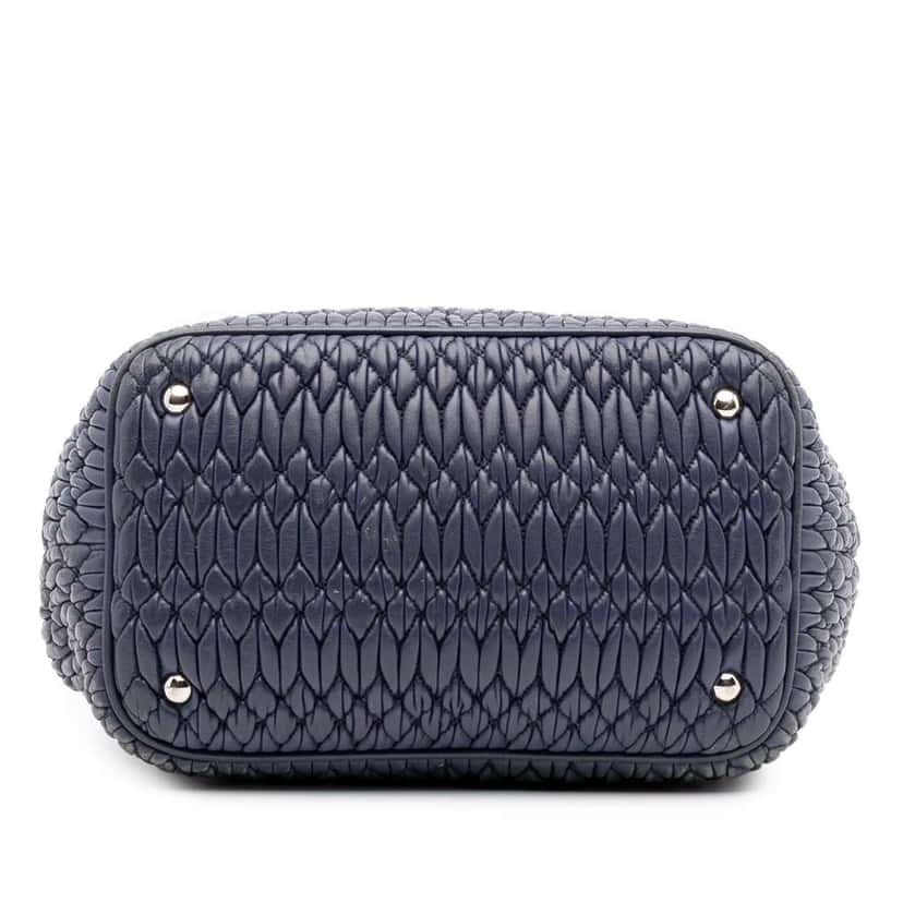 Miu Miu Matelasse Nappa Crystal Satchel Blue Leather Fair condition - Inside View