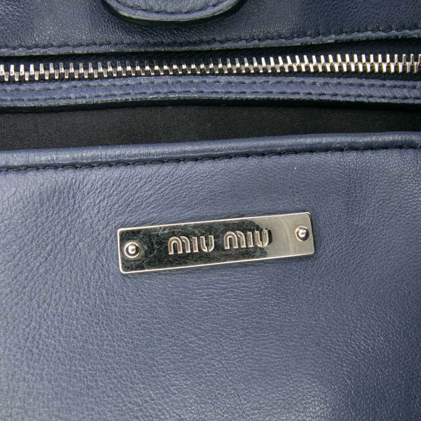 Miu Miu Matelasse Nappa Crystal Satchel Blue Leather Fair condition - Box View