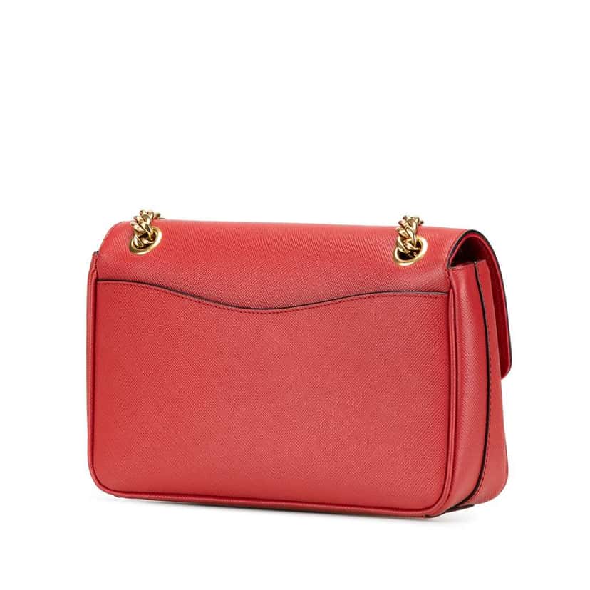 Prada Saffiano Pattina Chain Crossbody Red Leather Good condition - Back View