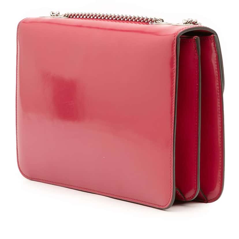 Gucci Medium Patent Dollar Interlocking G Crossbody Red Leather Good condition - Back View