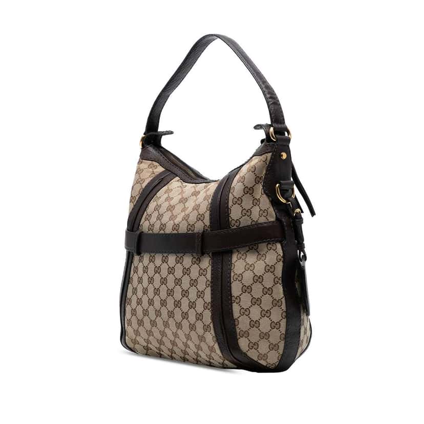 Gucci Medium GG Canvas Running Satchel Brown Canvas Good condition - Back View