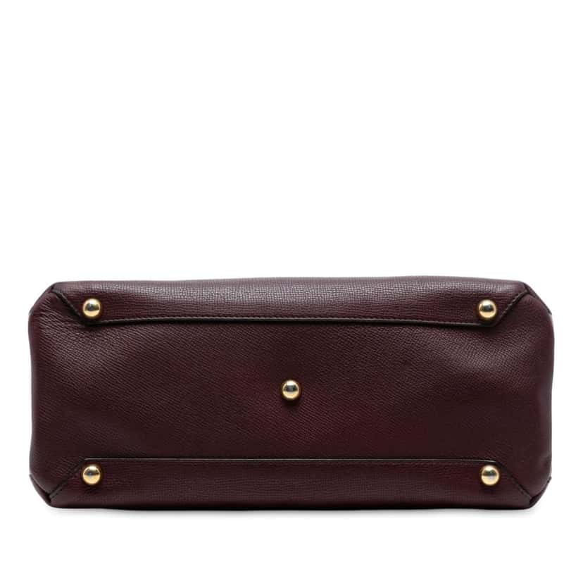 Burberry Medium Leather and House Check Banner Satchel Red Leather Good condition - Inside View