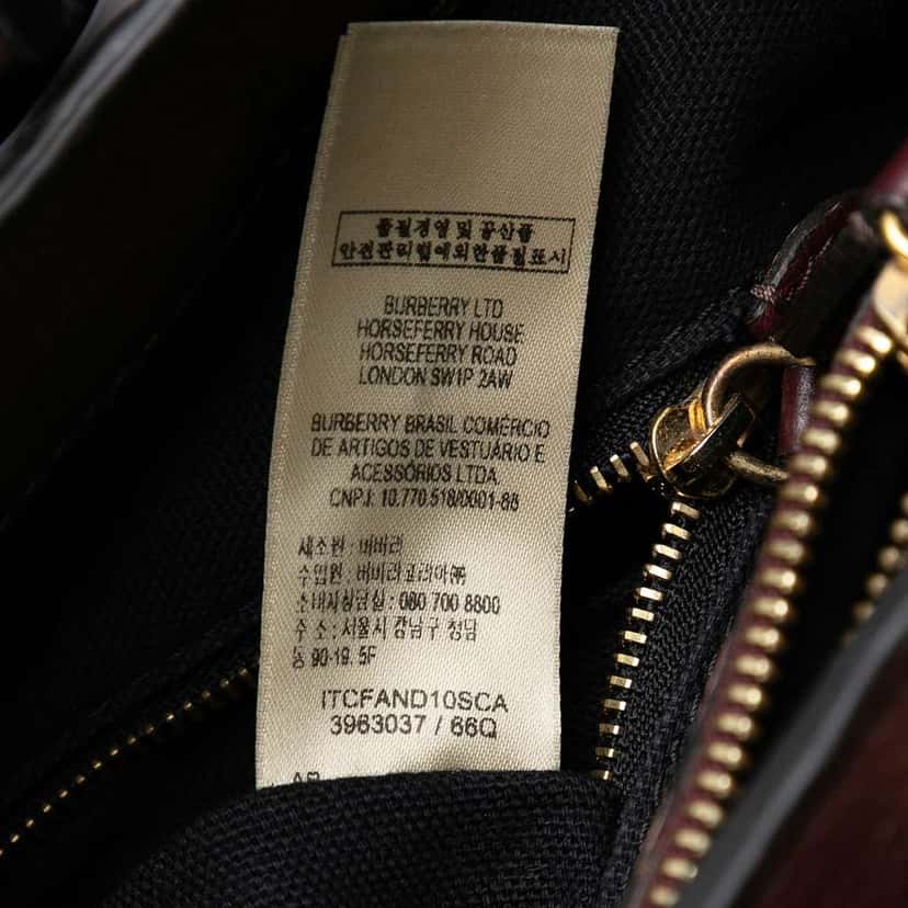 Burberry Medium Leather and House Check Banner Satchel Red Leather Good condition - Box View
