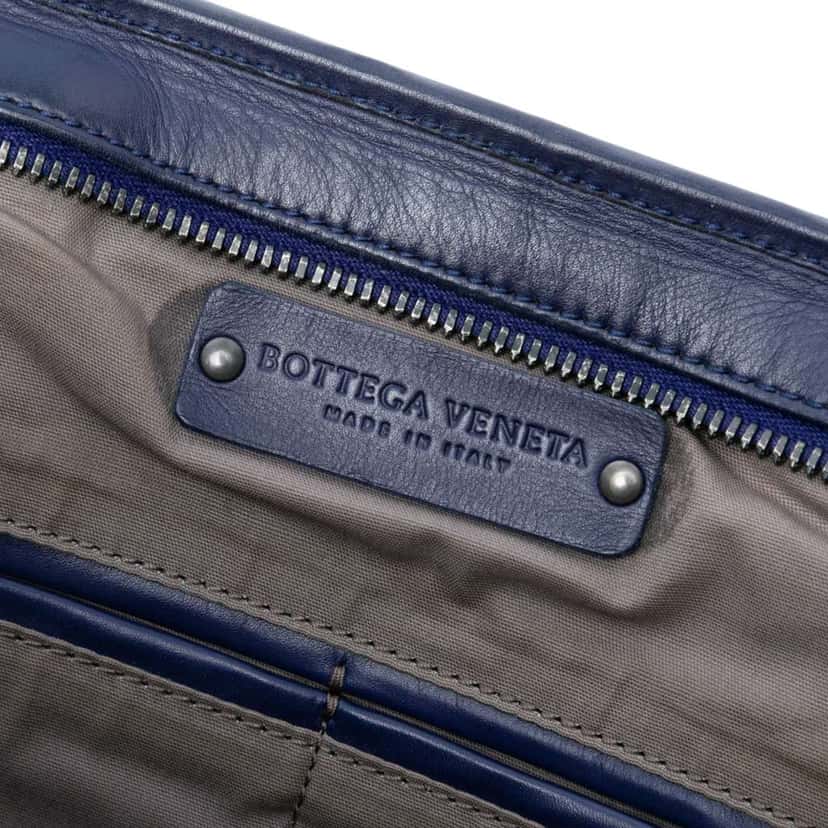 Bottega Veneta Nappa Intrecciato Business Bag Blue Leather Good condition - Box View