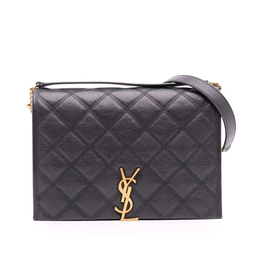 Saint Laurent Mini Quilted Lambskin Becky Chain Shoulder Bag Black Leather Good condition - Front View