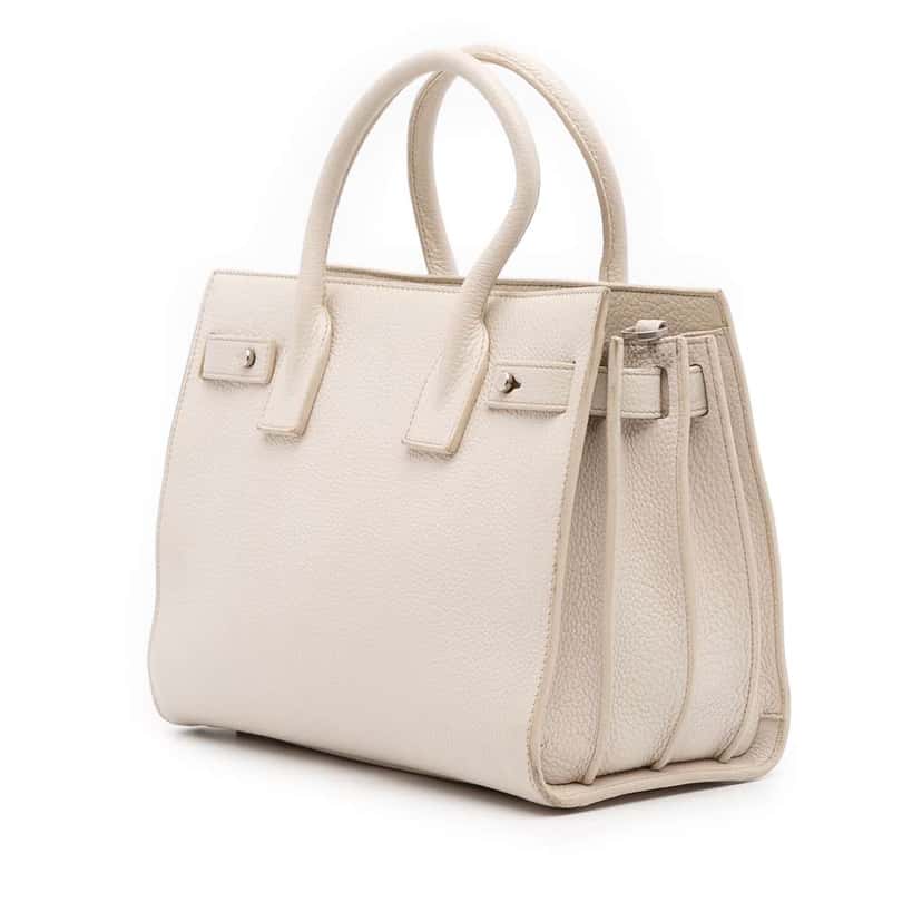 Saint Laurent Baby Grained Calfskin Sac de Jour Satchel White Leather Good condition - Back View