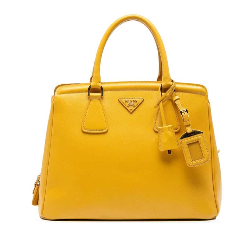Prada Saffiano Cuir Parabole Tote Yellow Leather Good condition - Front View