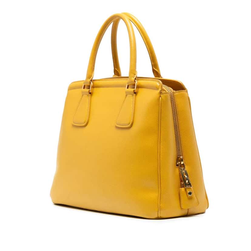 Prada Saffiano Cuir Parabole Tote Yellow Leather Good condition - Back View