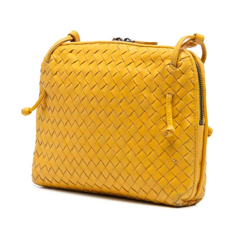 Bottega Veneta Nappa Intrecciato Nodini Crossbody Yellow Leather Good condition - Back View