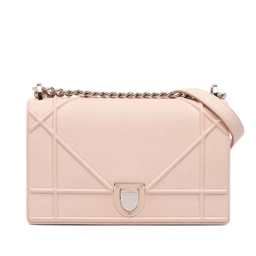 Dior Medium Grained Calfskin Diorama Flap Pink Leather Good condition - Front View