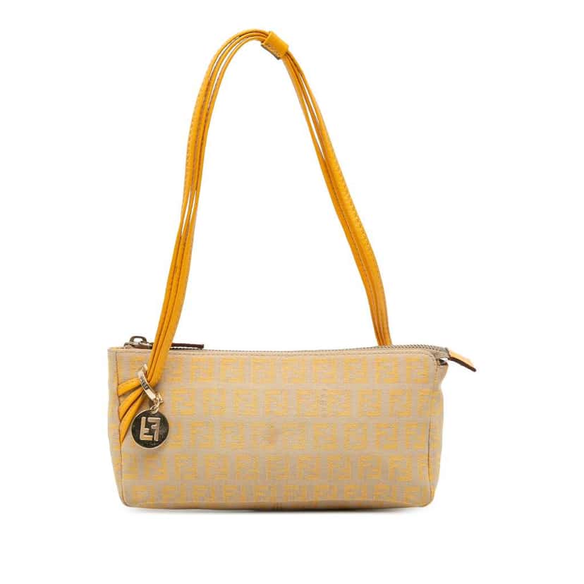 Fendi Zucchino Canvas Triple Strap Pochette Shoulder Bag Brown Canvas Good condition - Front View