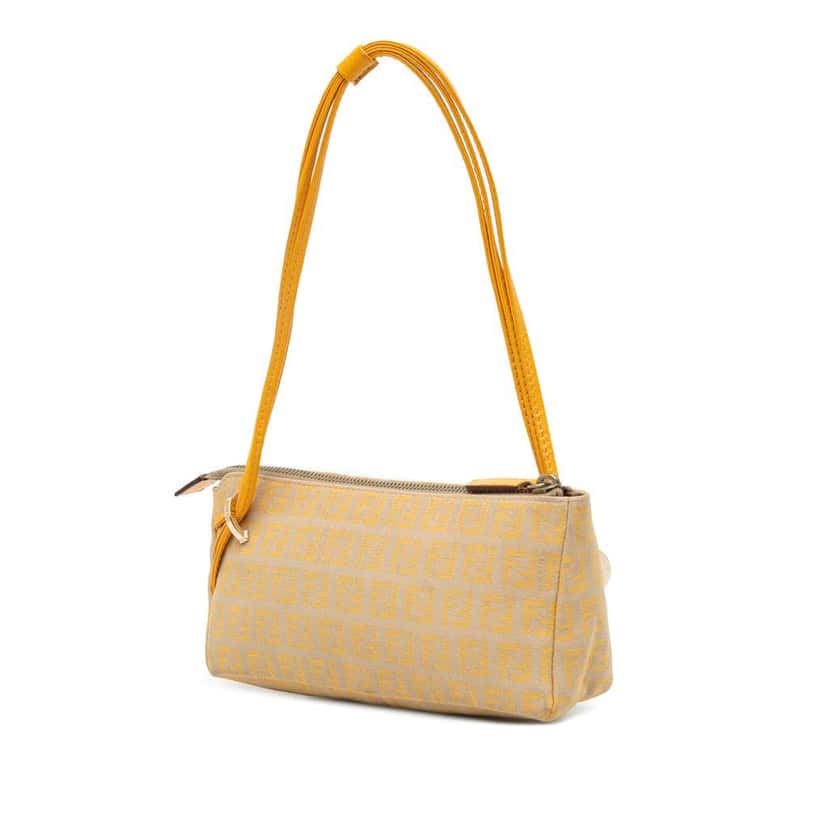 Fendi Zucchino Canvas Triple Strap Pochette Shoulder Bag Brown Canvas Good condition - Back View