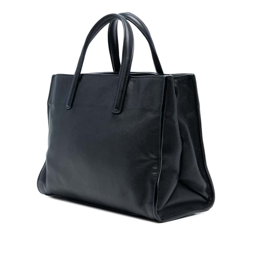 Prada Saffiano Soft Triple Pocket Tote Black Leather Good condition - Back View
