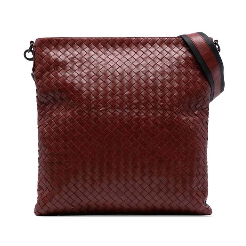 Bottega Veneta Nappa Intrecciato Crossbody Red Leather Good condition - Front View