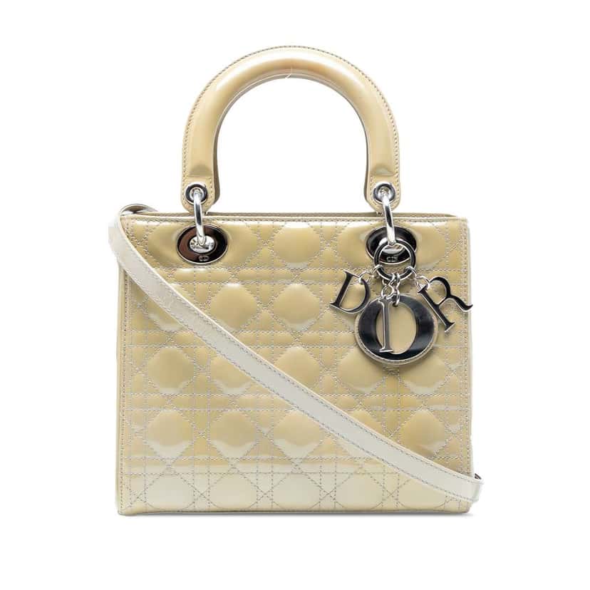 Dior Medium Patent Cannage Lady Dior Brown Leather Good condition - Front View