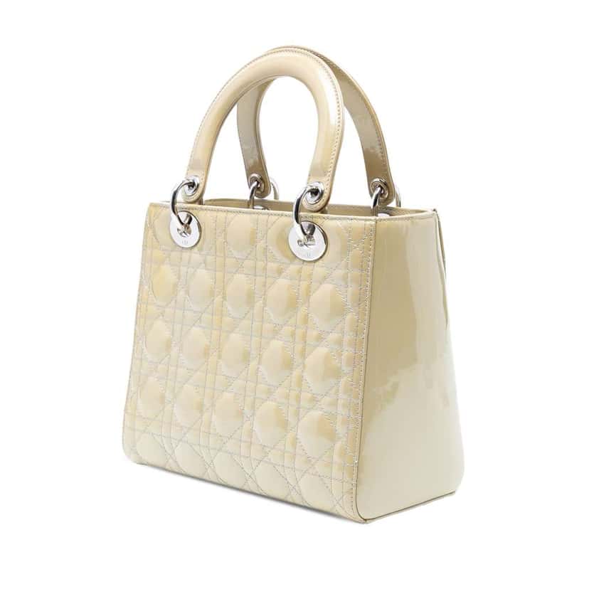 Dior Medium Patent Cannage Lady Dior Brown Leather Good condition - Back View