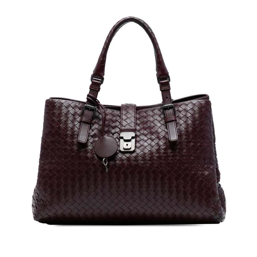Bottega Veneta Medium Nappa Intrecciato Roma Tote Red Leather Good condition - Front View