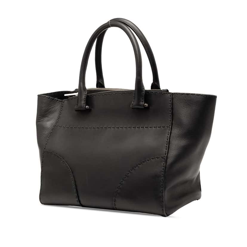 Prada Small City Calf Stitched Twin Pocket Satchel Black Leather Very good condition - Back View