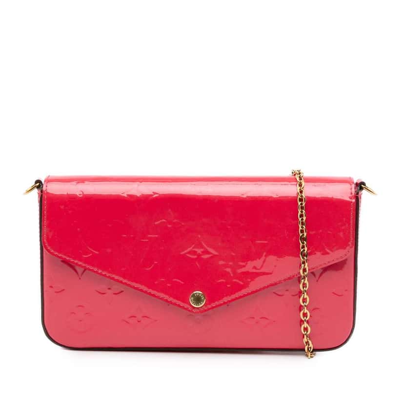 Louis Vuitton Monogram Vernis Pochette Felicie Red Leather Good condition - Front View