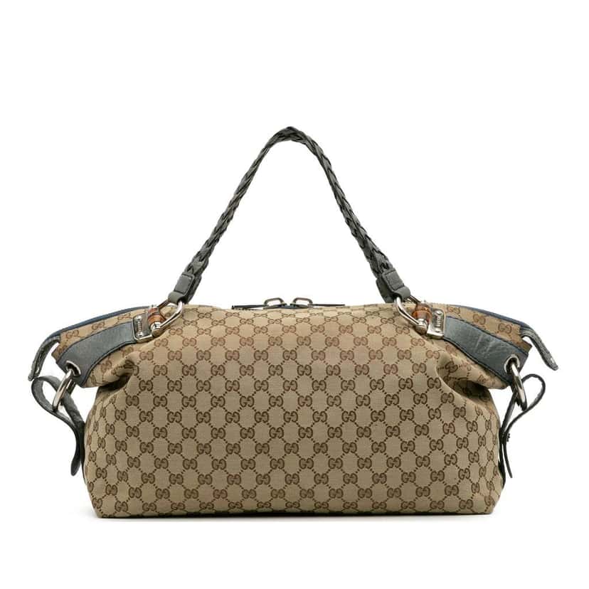 Gucci Medium GG Canvas Bamboo Bar Tote Brown Canvas Good condition - Front View