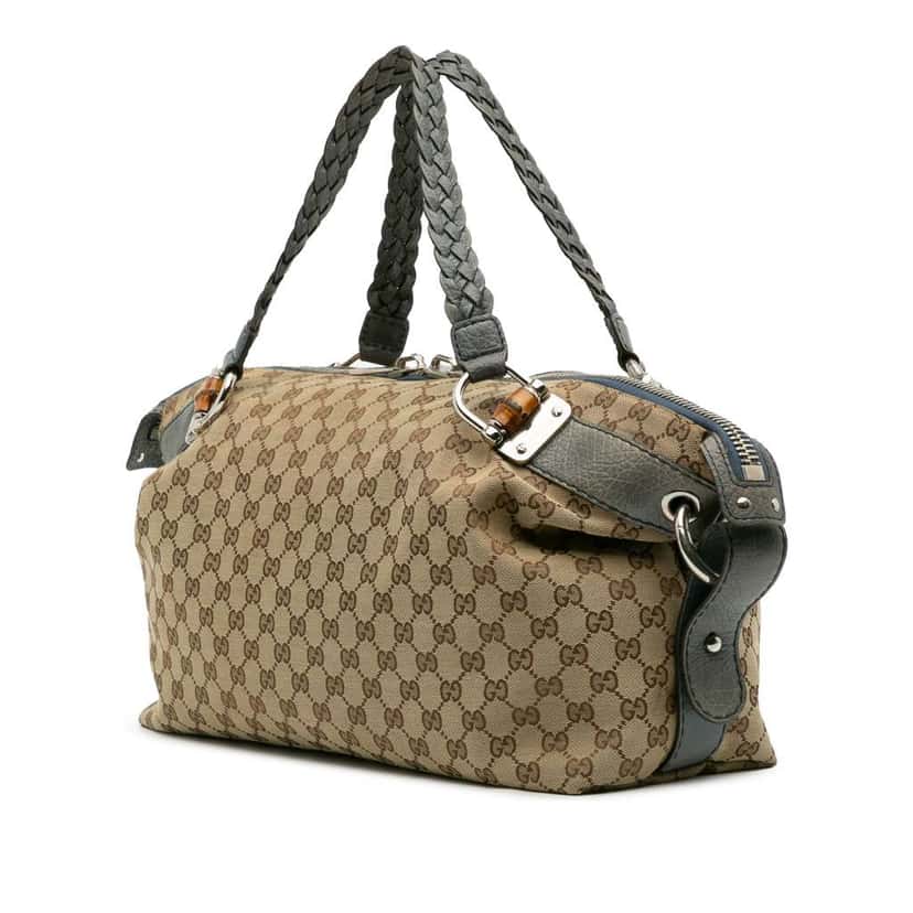 Gucci Medium GG Canvas Bamboo Bar Tote Brown Canvas Good condition - Back View
