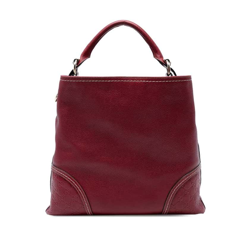 Gucci Large Guccissima Trimmed Leather Signoria Hobo Bag Red Leather Fair condition - Front View